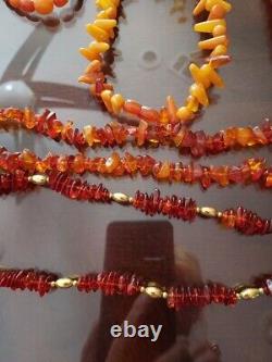 Divers Yolk D'oeuf, Butterscotch Cherry Baltic Amber Vintage Colliers & Bracelet