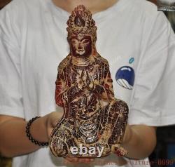 Dynastie Chinoise Ambre Artificiel Résine Kwan-yin Guanyin Déesse Statue De Bouddha