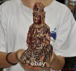 Dynastie Chinoise Ambre Artificiel Résine Kwan-yin Guanyin Déesse Statue De Bouddha