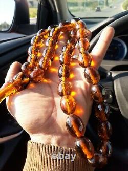 Énorme Antique Allemand Authentique Faturan Cerise Ambre Bakélite Perles De Prière 180 Gr