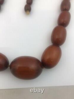 Énorme Antique Cerise Ambre Marbré Collier De Perles Gradué 98,7 Grammes