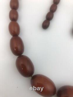 Énorme Antique Cerise Ambre Marbré Collier De Perles Gradué 98,7 Grammes