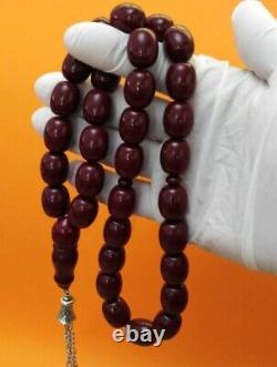 Enveloppe antique en faturan de cerise en ambre bakélite - prière islamique 33 perles rares