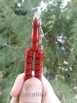 Faturan Cherry Amber Bakelite Veines Naturelles Garmany Antique Perles De Prière Authentiques