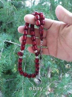 Faturan Cherry Bakelite Ambre Naturel Garmany Antique Veines Perles De Prière Authentiques