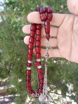 Faturan Cherry Bakelite Ambre Naturel Garmany Antique Veines Perles De Prière Authentiques