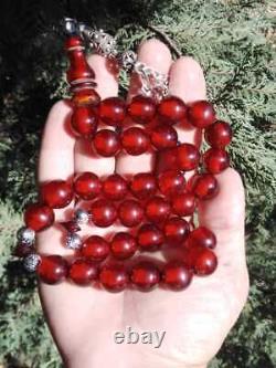 Faturan Rouge Transparent Antique Cherry Amber Bakelite Allemagne Perles Authentiques