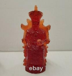 Figurines D'ambre Rouge Sculptées Chinois 6 Paire