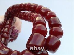 Genuine Antique Années 1920, Cherry Amber Bakelite Faturan Necklace, 296g, 130 CM