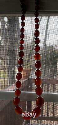 Huge Vintage Art Deco Cherry Ambre Faturan Bakelite Perles Collier 66 + Grams