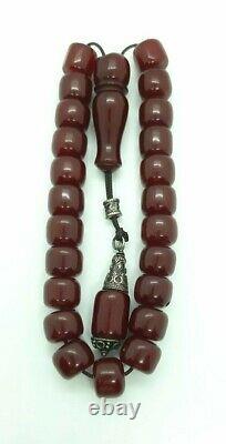 La Prière Antique Faturan Cerise Ambre Bakélite Perles Tespih Damari 70,8 Grammes