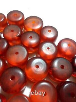 Lot Antique De Faturan Bakelite Cerise Ambre Perles Poids 280 Gr
