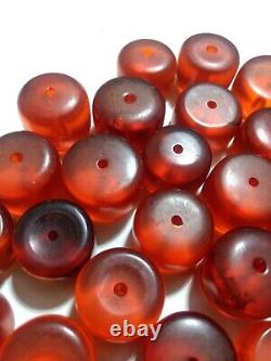 Lot Antique De Faturan Bakelite Cerise Ambre Perles Poids 280 Gr