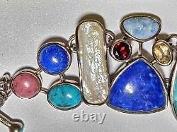 Lot Bracelet Manchette Crâne en Or 14 carats et Argent Sterling 925 Signé NAVAJO avec Anneaux en Opale Taille 7 8 11