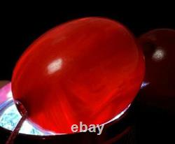 Old Red Cherry Amber Faturan Bakelite Necklace 76gm 40 Beads All Swirl Prayer