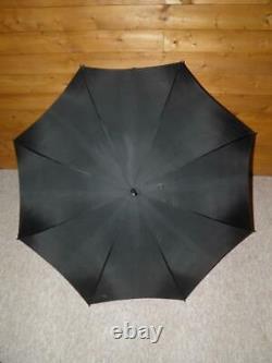 Parapluie De Boule D'ambre De Cerisier De Fabrication Anglaise Vintage Avec Canopy Noir