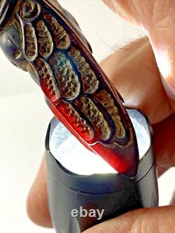 Pendentif d'amulette de collier de cigale en ambre de cerisier sculpté chinois antique vintage