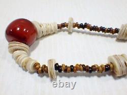 Perle d'ambre de cerisier Collier déclaration antique en coquille d'autruche avec fermoir crochet