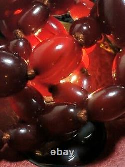 Perles Antiques Authentiques De Baril De Swril Cherry Collier D’ambre 38 Grammes 64cm De Long