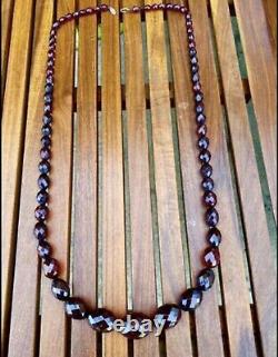 Perles authentiques en ambre de cerisier victorien antique facettées