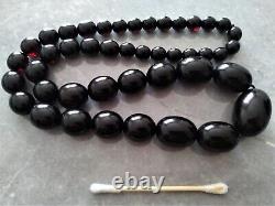 Perles d'ambre cerise noire vintage Collier de perles en bakélite Art Déco 91,74 g