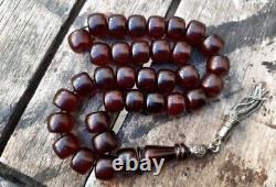 Perles de prière Antique Faturan en ambre de cerisier Bakélite islamique Tesbih Misbaha 50 grammes