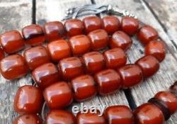 Perles de prière Antique Faturan en ambre de cerisier Bakélite islamique Tesbih Misbaha 61gr.