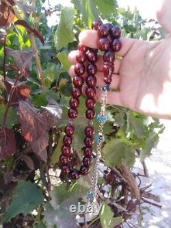 Perles de prière authentiques en bakélite d'ambre de cerisier ottoman antique Faturan