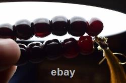 Perles de prière en ambre de cerisier antique Faturan Bakelite, ambre vintage, vieux Bakelite