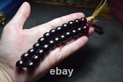 Perles de prière en ambre de cerisier antique en faturan, ambre vintage, vieux bakélite