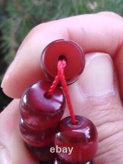 Perles de prière en ambre véritable d'Allemagne, veinées de bakélite de cerisier ancienne Faturan