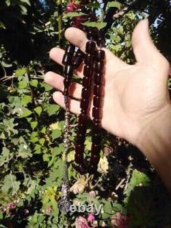 Perles de prière en ambre véritable de Bakélite antique de Faturan Allemagne