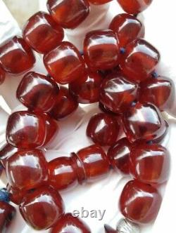 Perles de prière islamique en ambre de cerisier faturan antique rare, bakélite - 33 perles.