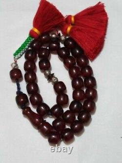 Perles de prière islamique en ambre de cerisier faturan antique rare, bakélite - 33 perles.