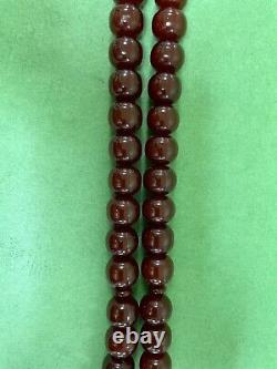 Perles de prière islamiques antiques en Bakélite ambrée de cerise Damari Faturan ottomane 94g R