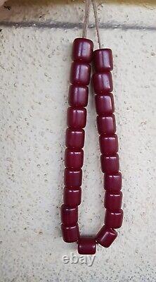 Perles de prière islamiques en ambre de cerisier Faturan ottoman antique de 57 g en bakélite.