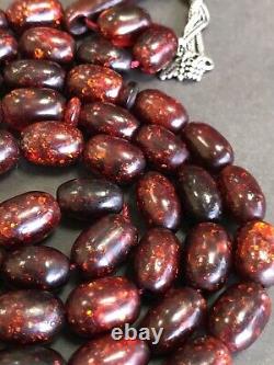 Perles de prière islamiques en ambre de cerisier Zaphrani de l'Empire ottoman 71g