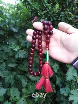 Perles de prière islamiques rares en bakélite allemande antique, ambrée de cerise en faturan