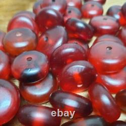 Perles lâches en bakélite transparente vintage Tasbih ambre Faturan marbré 241g
