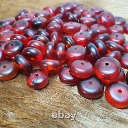 Perles lâches en bakélite transparente vintage Tasbih ambre Faturan marbré 241g