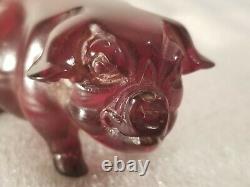 Pig Figurine De Porc Anciennement Sculptée Rouge Ambre Feng Shui Animaux
