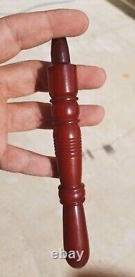 Pipe à narguilé antique en ambre de cerisier avec des motifs en lianes en bakélite Faturan, fait main, 49g.