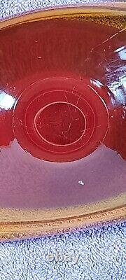 Plateau en verre géode vintage Murano Sommerso aux tons rouge ambre avec 3 boules en verre incluses