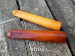 Porte-cigarette Amber Bakelite Pipe Antique Faturan Cherry 10gr Fait À La Main 2 Pcs