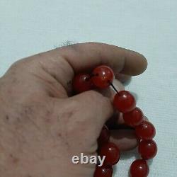 Pouf Antique Faturan Bakelite Pas De Veines Perles De Prière Collier 79,4 Gramme