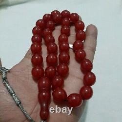 Pouf Antique Faturan Bakelite Pas De Veines Perles De Prière Collier 79,4 Gramme