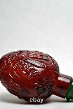 Qing Dynasty Amber Caractère Snuff Bouteille