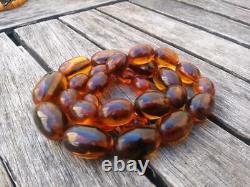 Rare Antique Bakelite Islamic Amber Cerise Perles Prière Rosaire Bon 68.9gr Vieux