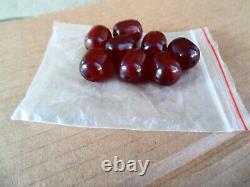 Rare Lot De 8 Perles Antique Ottoman Cherry Amber Faturan Sikma Kehribar Damarli
