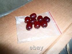 Rare Lot De 8 Perles Antique Ottoman Cherry Amber Faturan Sikma Kehribar Damarli
